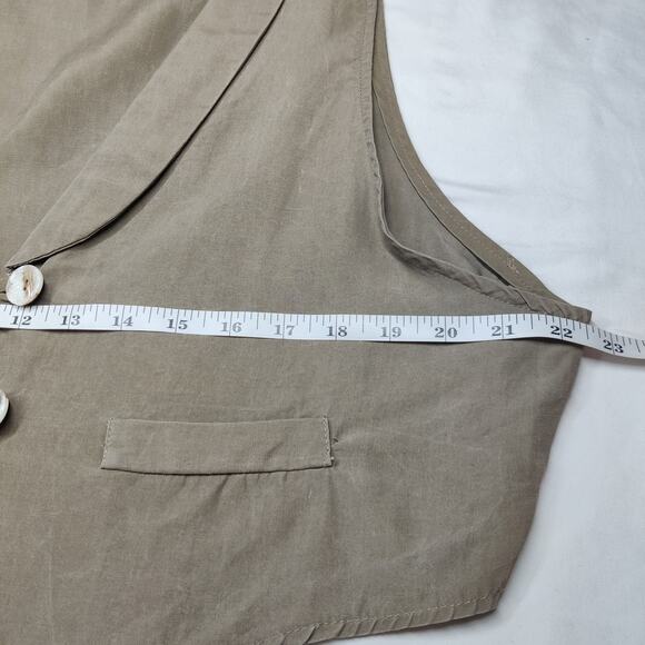 Vtg B.G.B. Taupe Double Breasted Vest Waistcoat 16 Minimalist Eclectic Grandpa - Picture 10 of 11